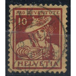 Switzerland (Pro Juv) 1916 10r Vaud child, fine cds used, thinned. SGJ5