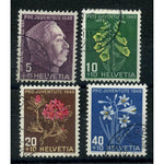 Switzerland (Pro Juv) 1948 Flowers, fine cds used,  low 2 values with gum adhesions. SGJ124-27