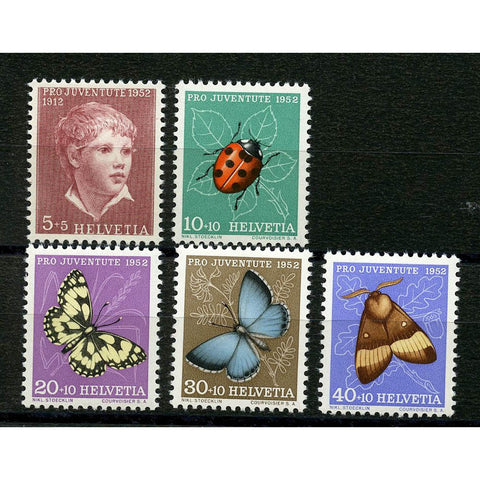 Switzerland (Pro Juv) 1952 Insects, lightly mtd mint. SGJ142-46