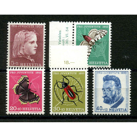 Switzerland (Pro Juv) 1953 Insects, lightly mtd mint. SGJ147-51