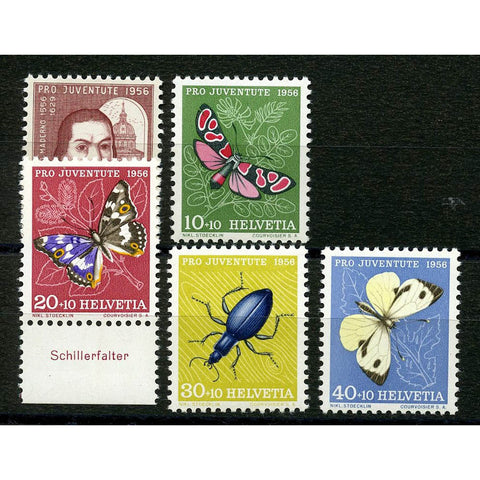 Switzerland (Pro Juv) 1956 Insects, lightly mtd mint. SGJ162-66