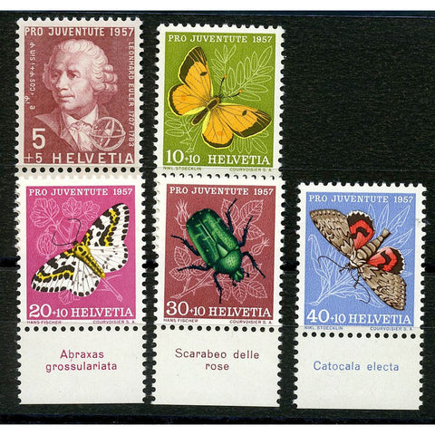 Switzerland (Pro Juv) 1957 Insects, lightly mtd mint. SGJ167-71