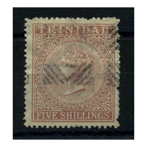 Trinidad 1869 5/- Rose-lake Perf.12_, good to fine used. SG87