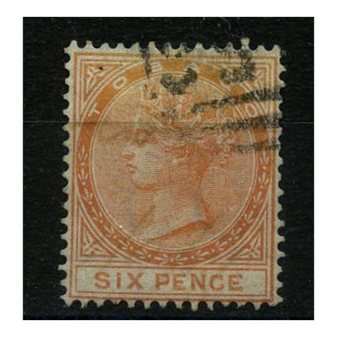 Tobago 1879 6d Orange, good to fine used. SG3