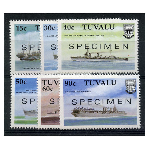 Tuvalu 1990 WWII Ships (1st series) u/m. SG578-83 SPECIMEN