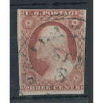 United States 1851-57 3c Washington Copper-brown Type 1 fine used 3+ margins Cat.£100 SG12a