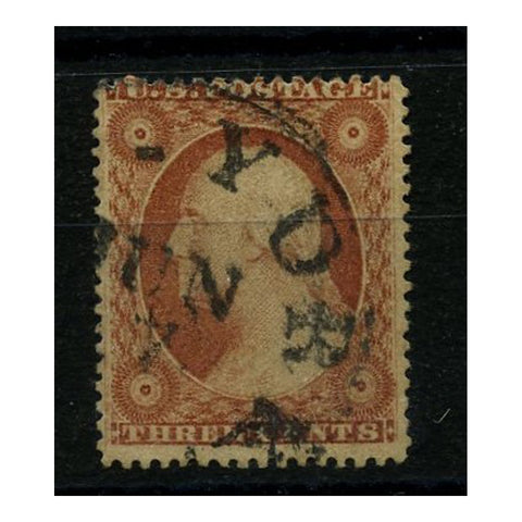 USA 1857-61 3c Orange-brown, cds used. SG28d