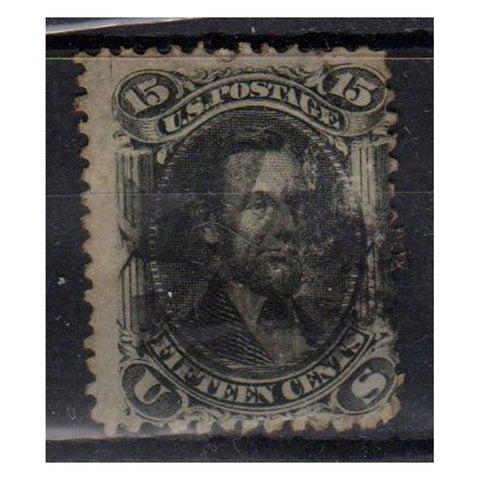 USA 1862-66 15c Black, perf 12, good used, minor damage. SG73