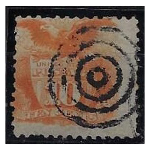 USA 1869 10c Deep-orange, good to fine used with'target' cancel. SG118