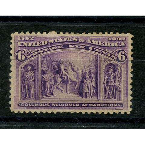 USA 1893 6c Columbus in Barcelona, red-violet shade, mint no gum. SG240a