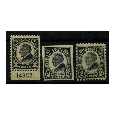 USA 1923 Harding, all 3 variants, u/m (imp mtd mint). SG614-16a