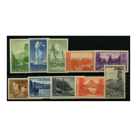USA 1935 National parks, IMPERF, mint as issued. SG755-64
