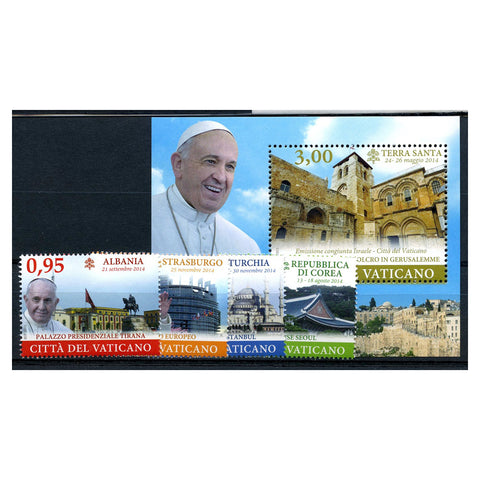 Vatican 2015 Popes Journeys in 2014, u/m. SG1756-59+ MS1760