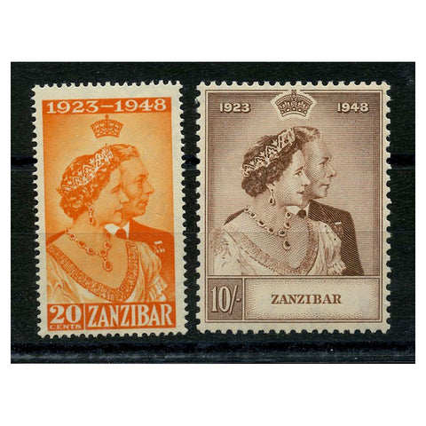 Zanzibar 1948 Silver Wedding, mtd mint. SG333-34